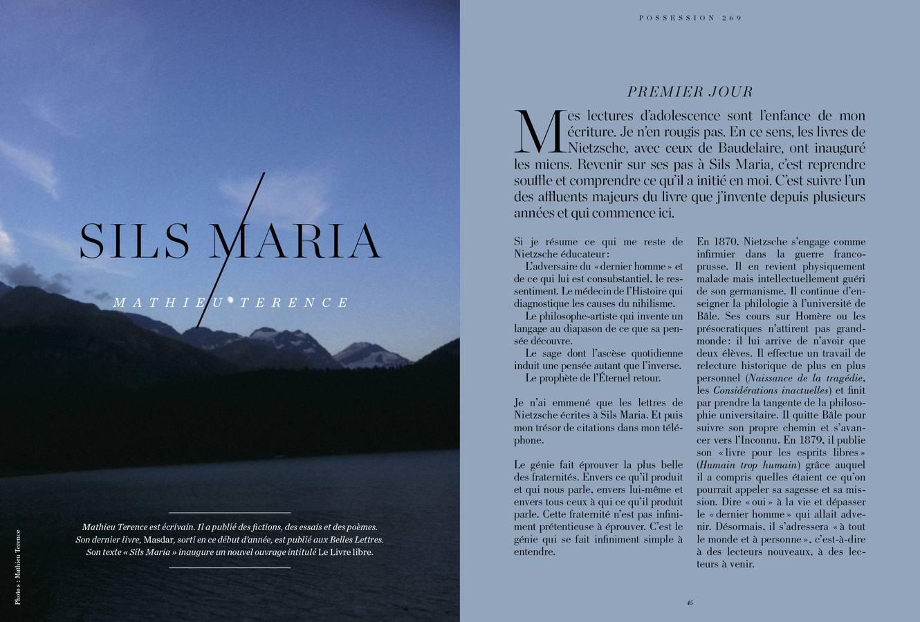 Texte de Mathieu Terence, Sils Maria