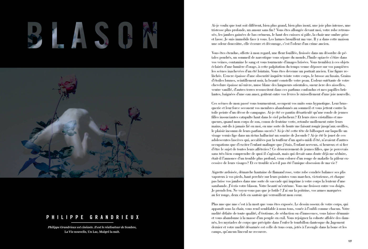 Texte et photographies de Philippe Grandrieux, Blason